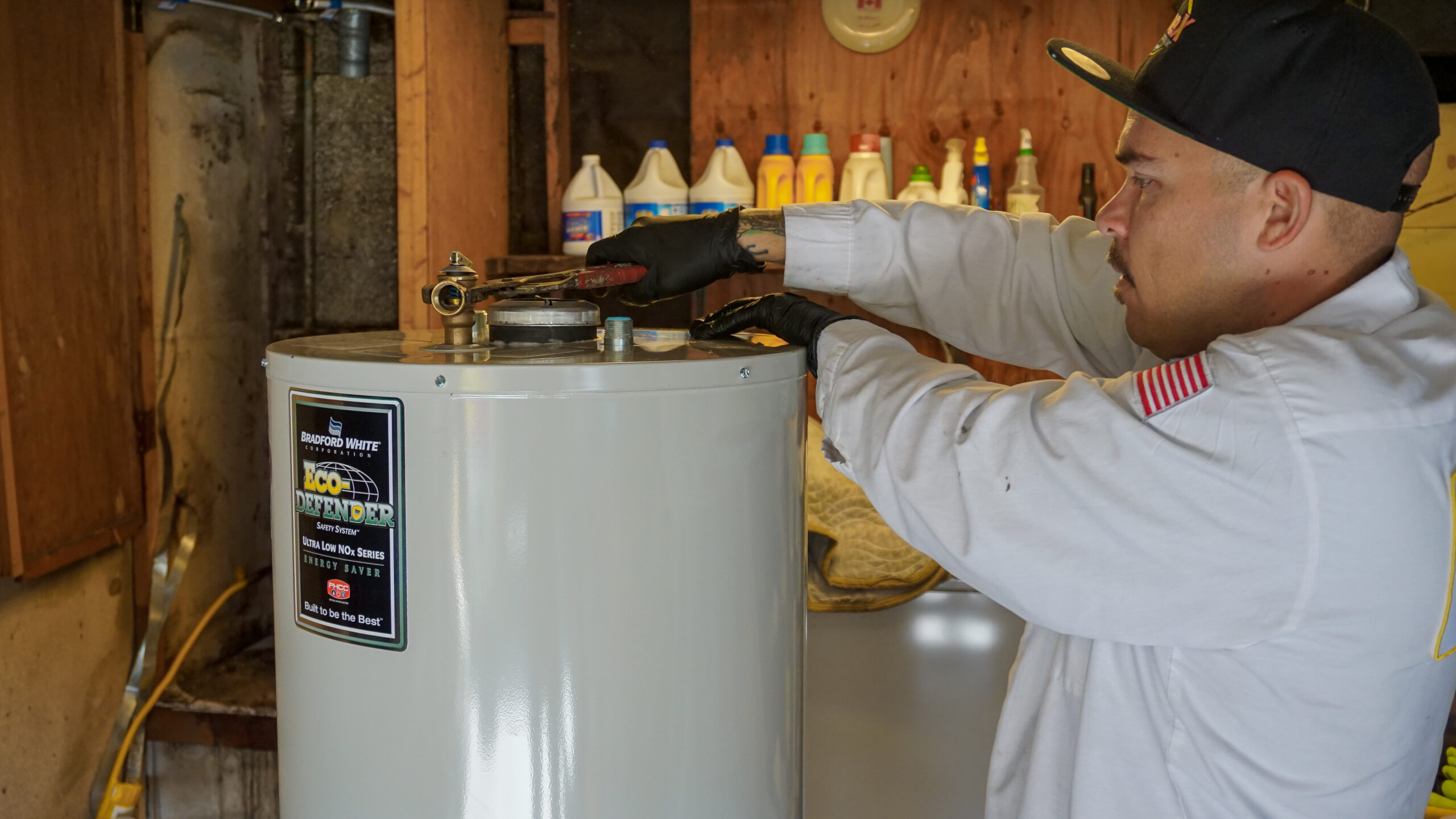 Kahuna Comfort plumber installing water heater expansion tank